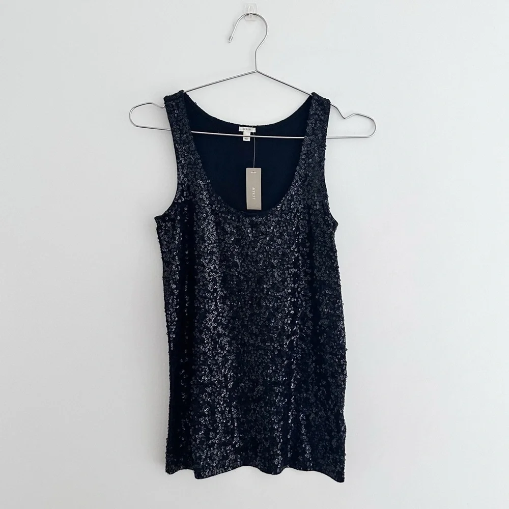 J.Crew Black Sequined Stretch Tank NWT